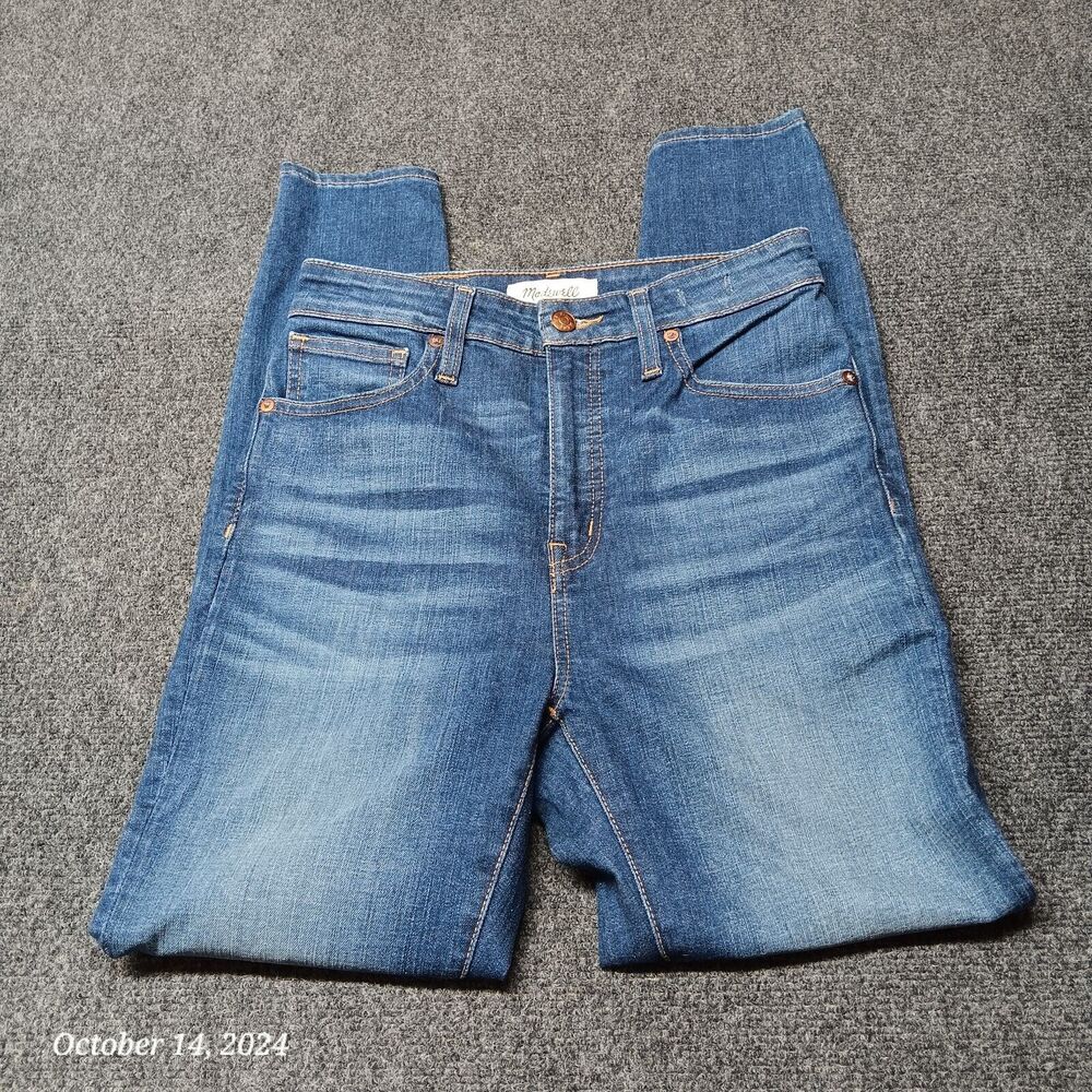 Madewell Jeans Women 27 Blue‎ Curvy High Rise Skinny Leg Stretch Pants Whiskered